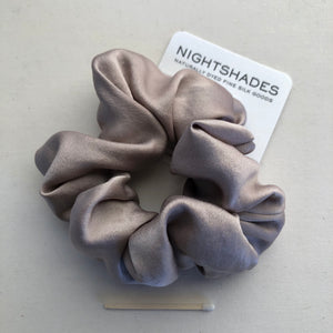 Silver Fawn Silk Scrunchie